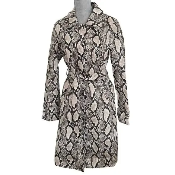 NWT Choosy Elizabeth Faux Snakeskin Coat Lined Belted Women's Sizes S - Picture 4 of 12